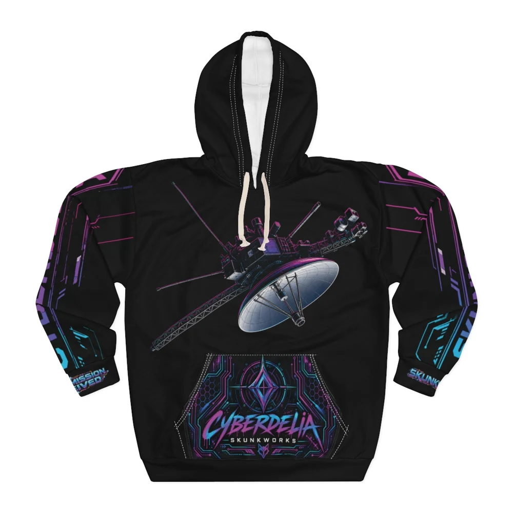 Black Cyberdelia Rose Hoodie — Psychedelic Cyberpunk Pullover
