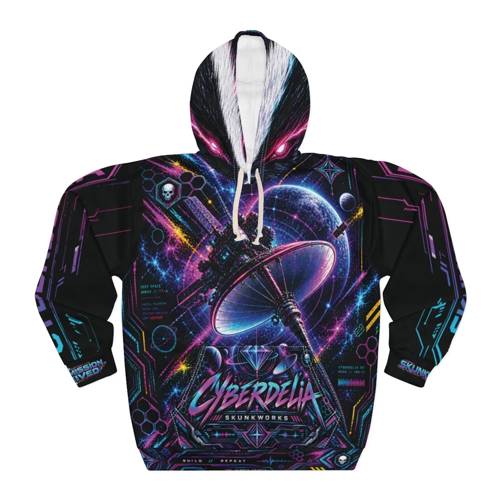Black Cyberdelia Orbital Skunk-One // All-Over Print Hoodie