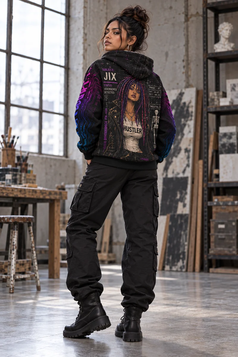 Cyberdelia Skunkworks False Normal Jixara Protocol Sleeve Patter #2 // All-Over Print Hoodie