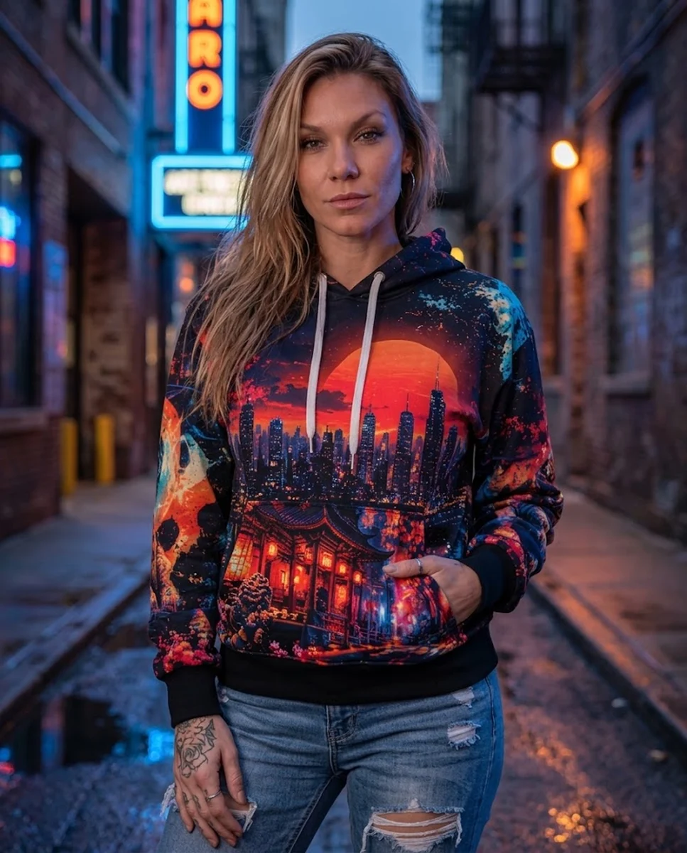After the Fall Cyberpunk All-Over Print Hoodie