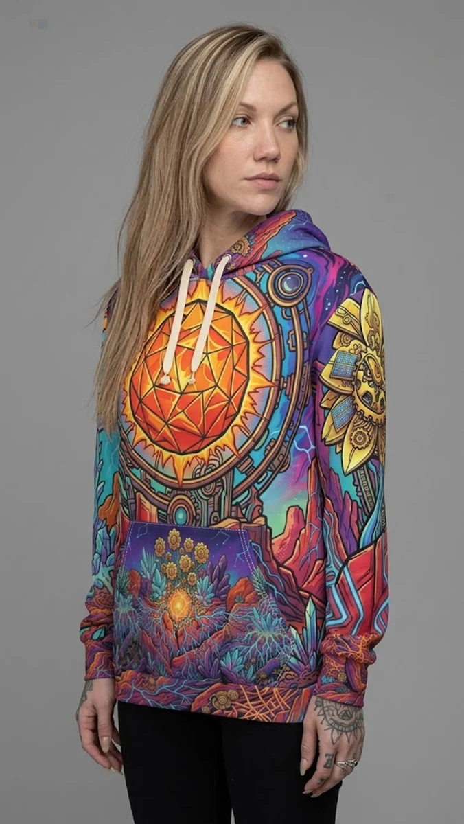 MIDNIGHT DETOUR All-Over-Print Psychedelic Desert Hoodie