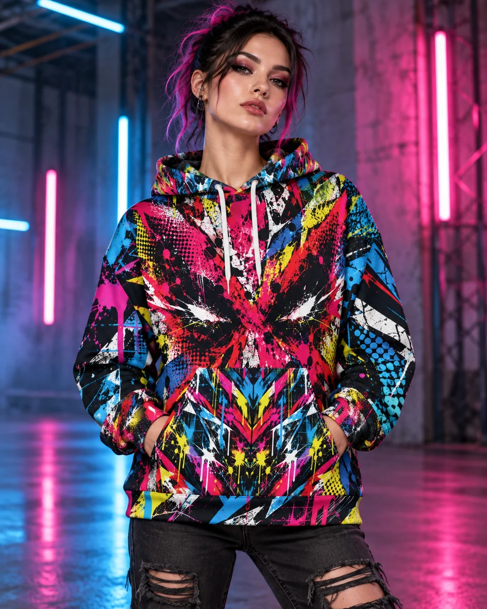 GLITCH RIOT AOP HOODIE