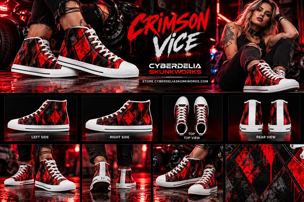 CRIMSON VICE Women's High-Top Sneakers | Cyberdelia Skunkworks