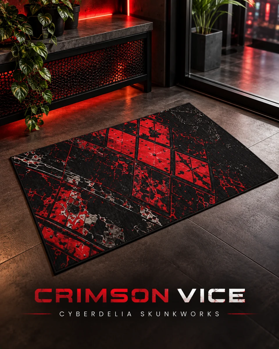 CRIMSON VICE Statement Floor Mat | Cyberdelia Skunkworks