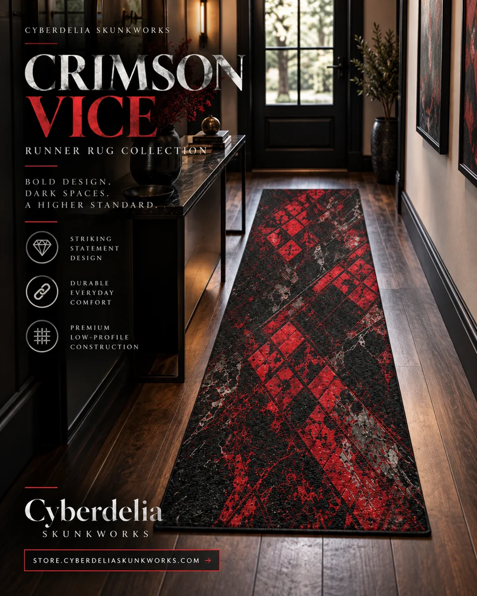 CRIMSON VICE Statement Area Rug | Cyberdelia Skunkworks