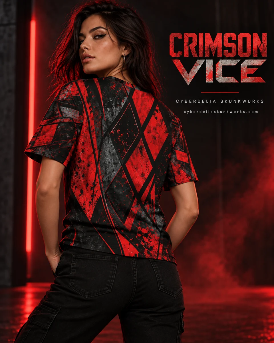 CRIMSON VICE | Shadowline Tee Men's All-Over Print T-Shirt | Cyberdelia Skunkworks