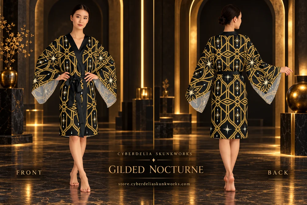 Gilded Nocturne | Kimono Robe — Cyberdelia Skunkworks